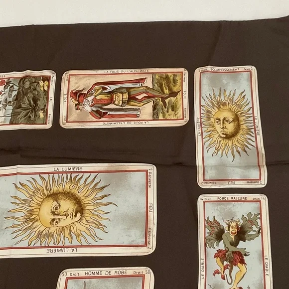 Vintage Carlisle Brown Tarot Card Silk Scarf, NWT - Picture 6 of 7
